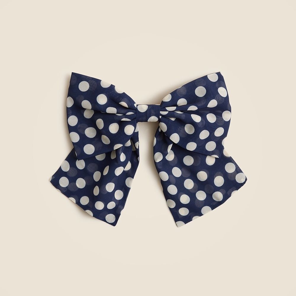 ❤️J. Crew Navy Chiffon Polka Dot Hair Bow